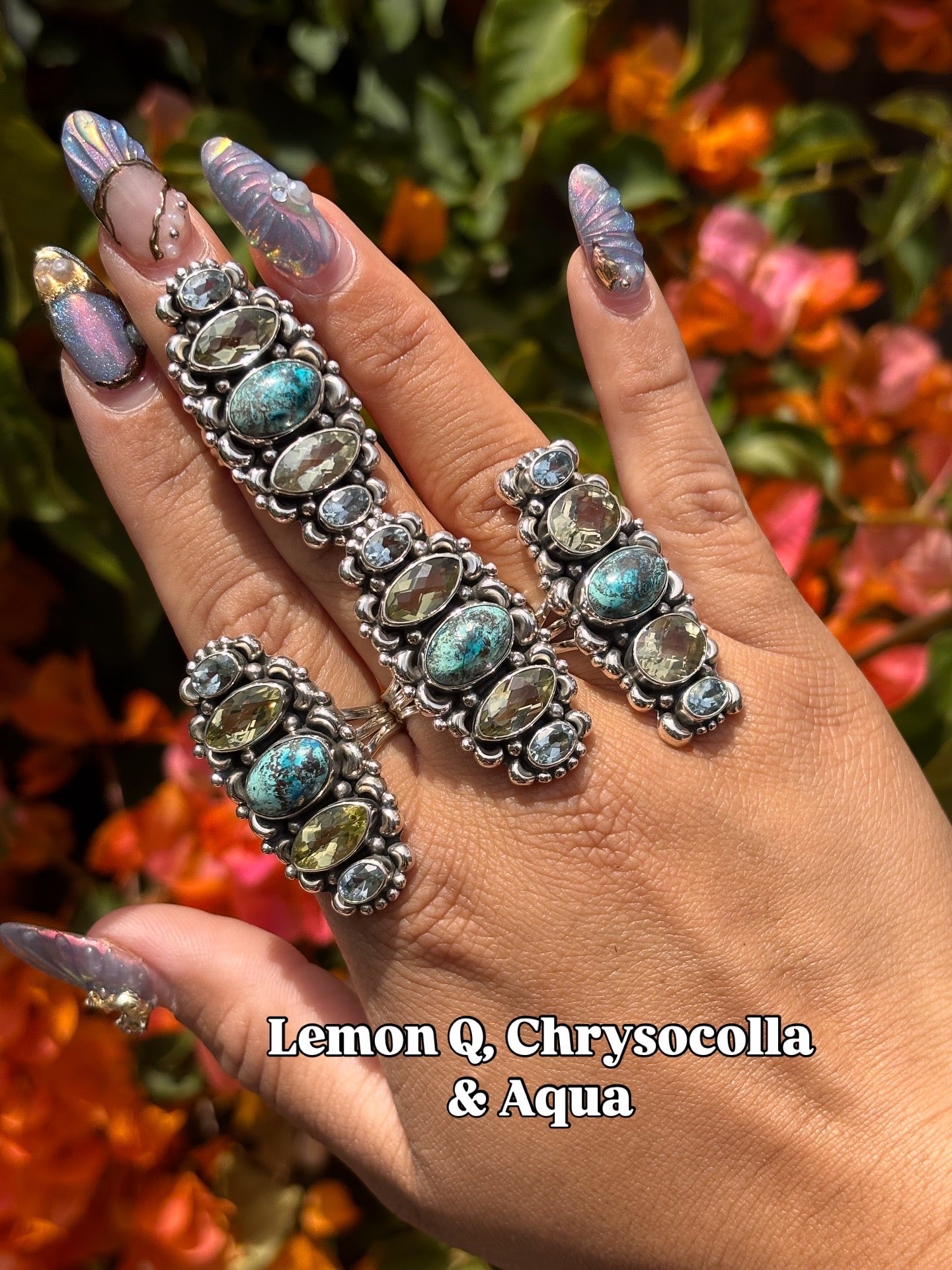 Lemon Quartz, Chrysocolla & Aquamarine multi