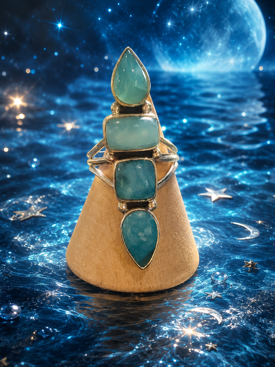 MULTI LARIMAR SILVER RING
