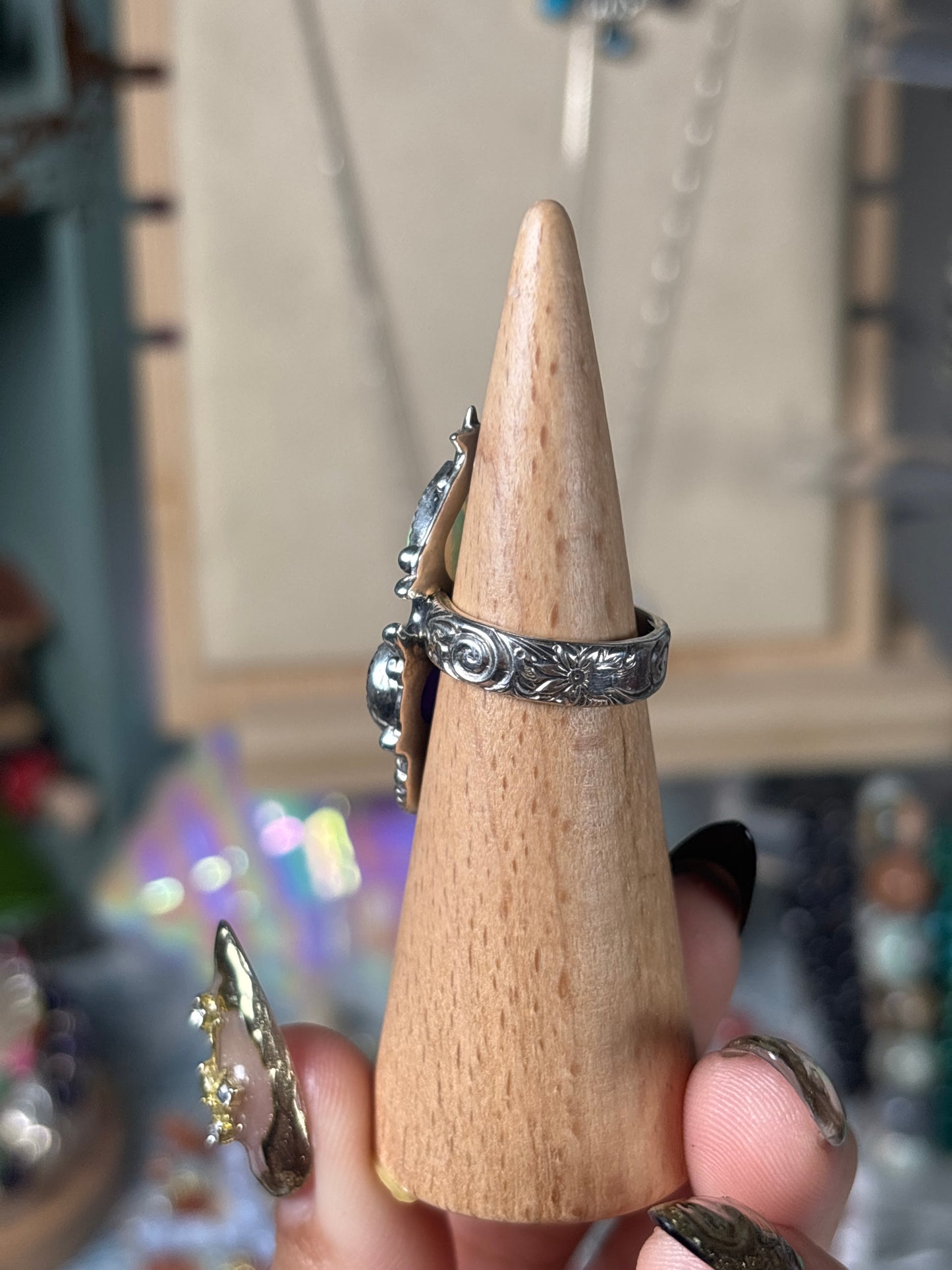 High Quality Ethiopian Opal & Amethyst ring