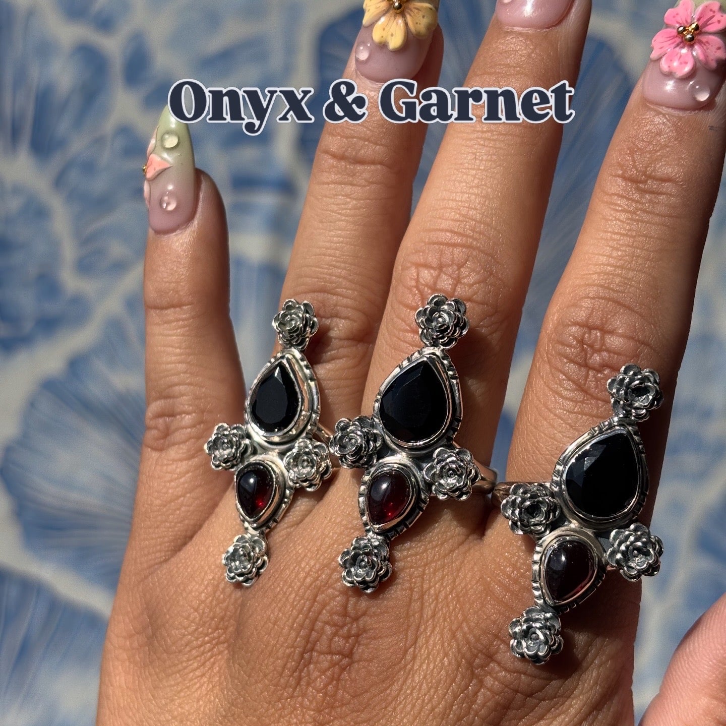 Garnet and Onyx ring