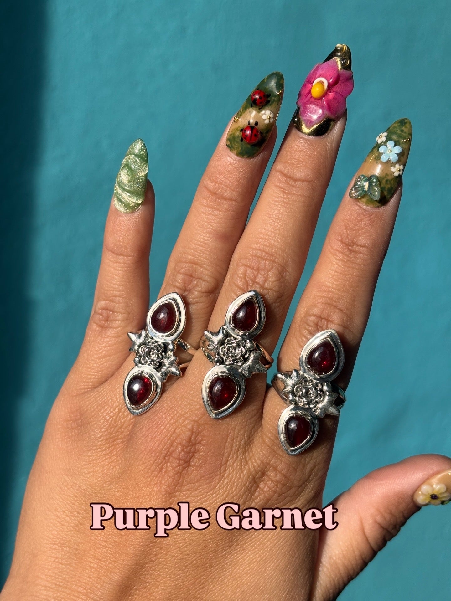 Red Garnet Double Ring