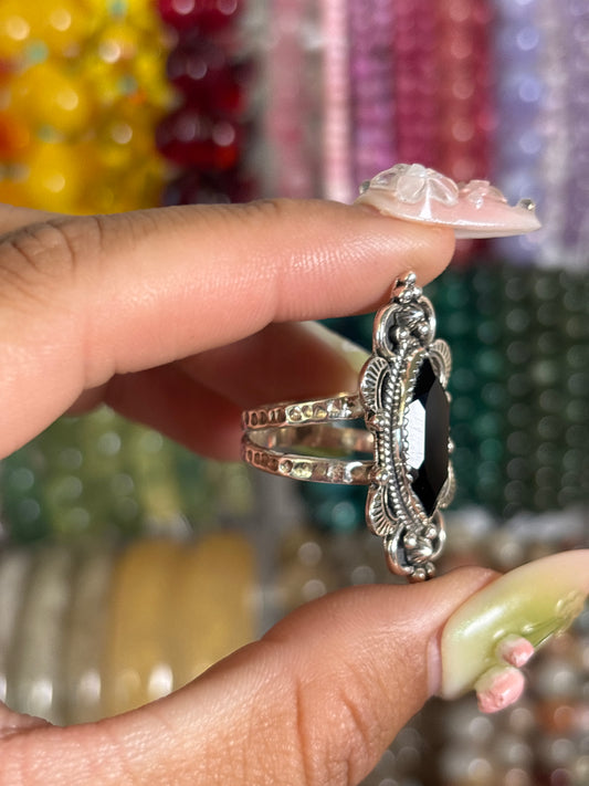 Faceted Onyx Ring
