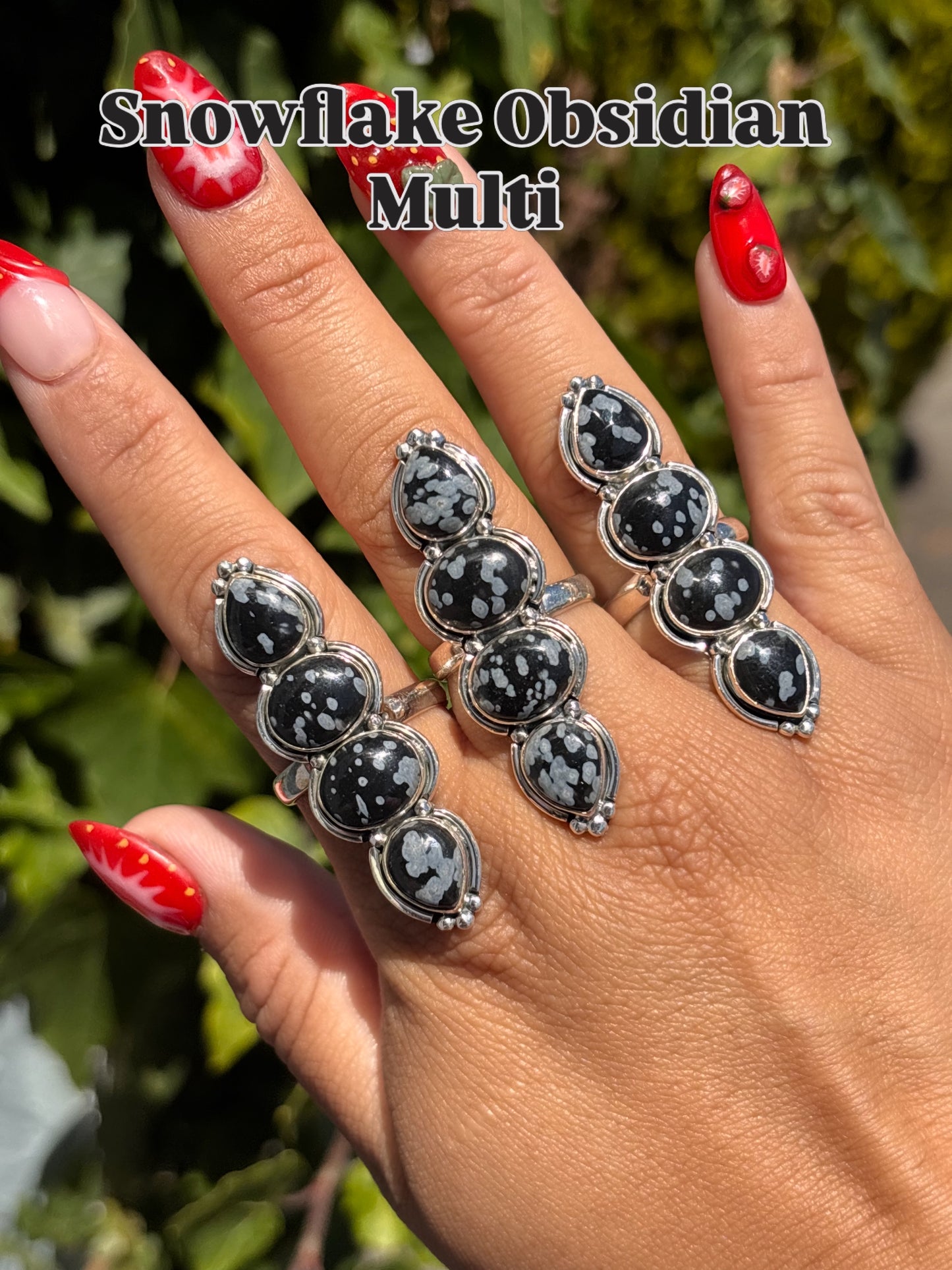 Snowflake Obsidian Multi Ring