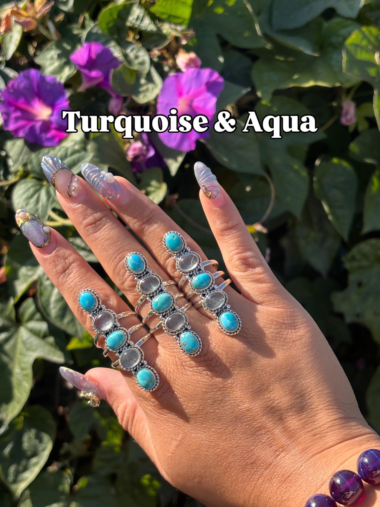 Turquoise & Aquamarine multi ring