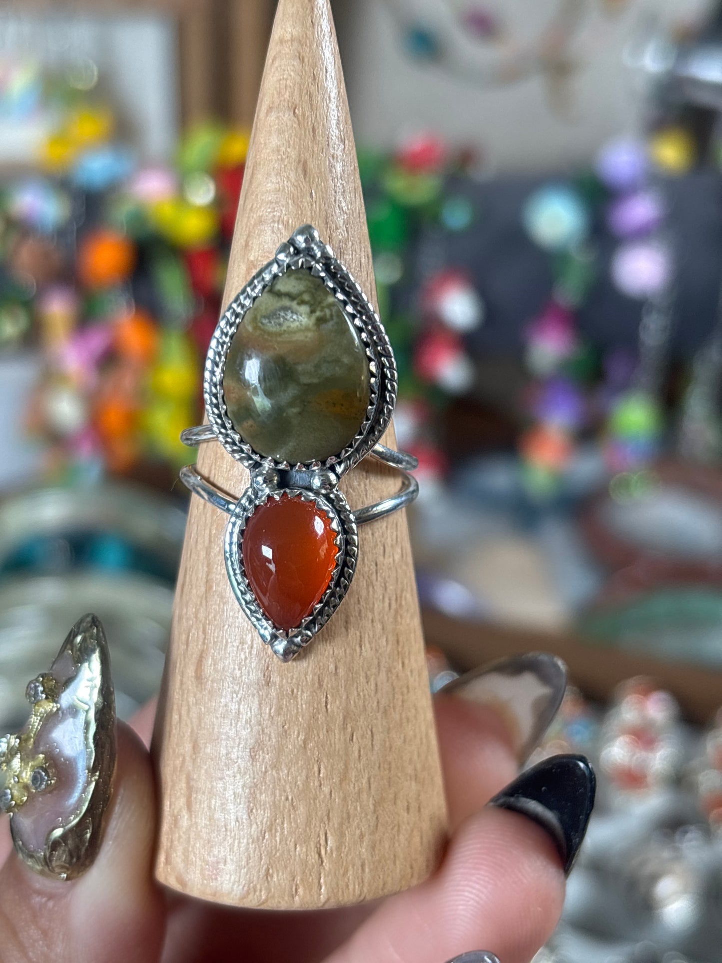 Carnelian and Maligano Jasper ring