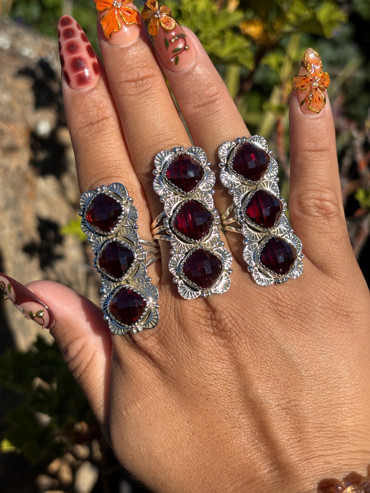 Pixalated High Quality Garnet Ring