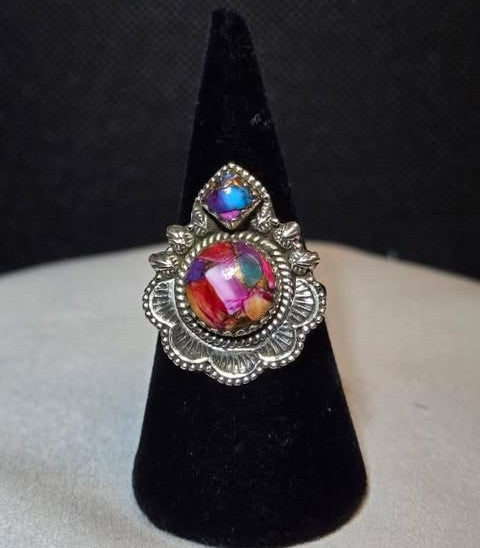 Pink Dahlia Double Stone Ring