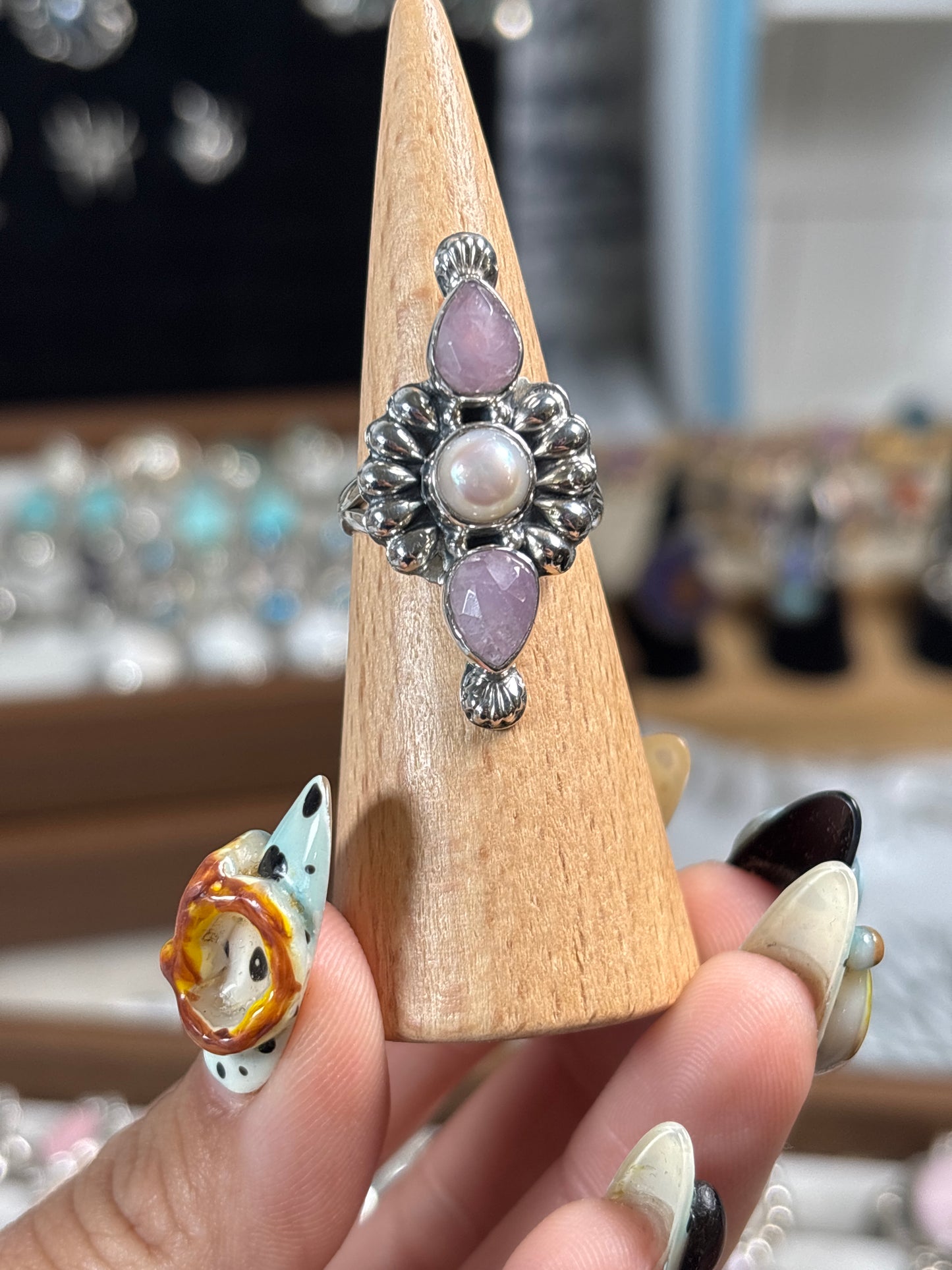 Kunzite Pearl Ring