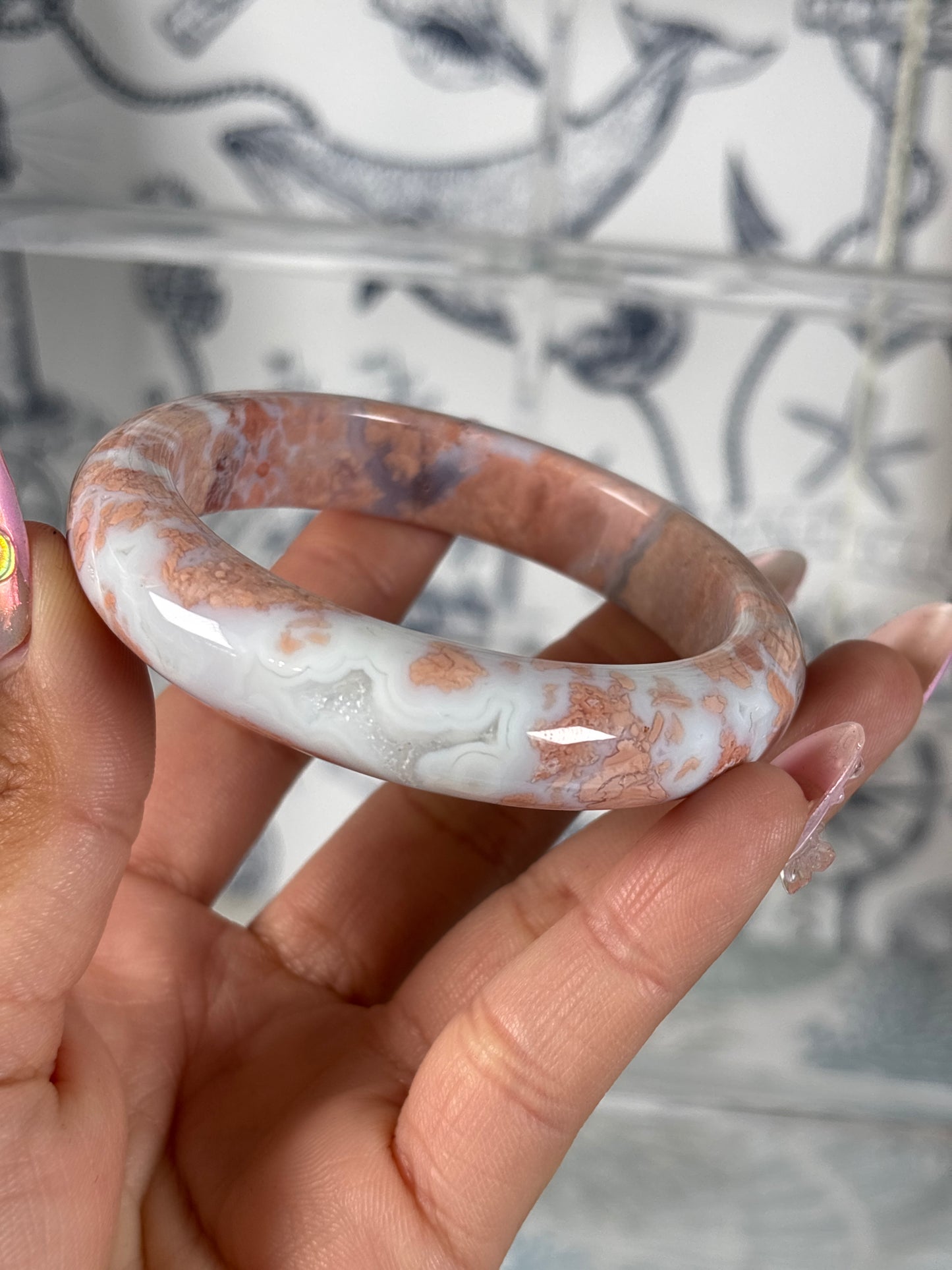 Cotton Candy Agate Hard Bangles