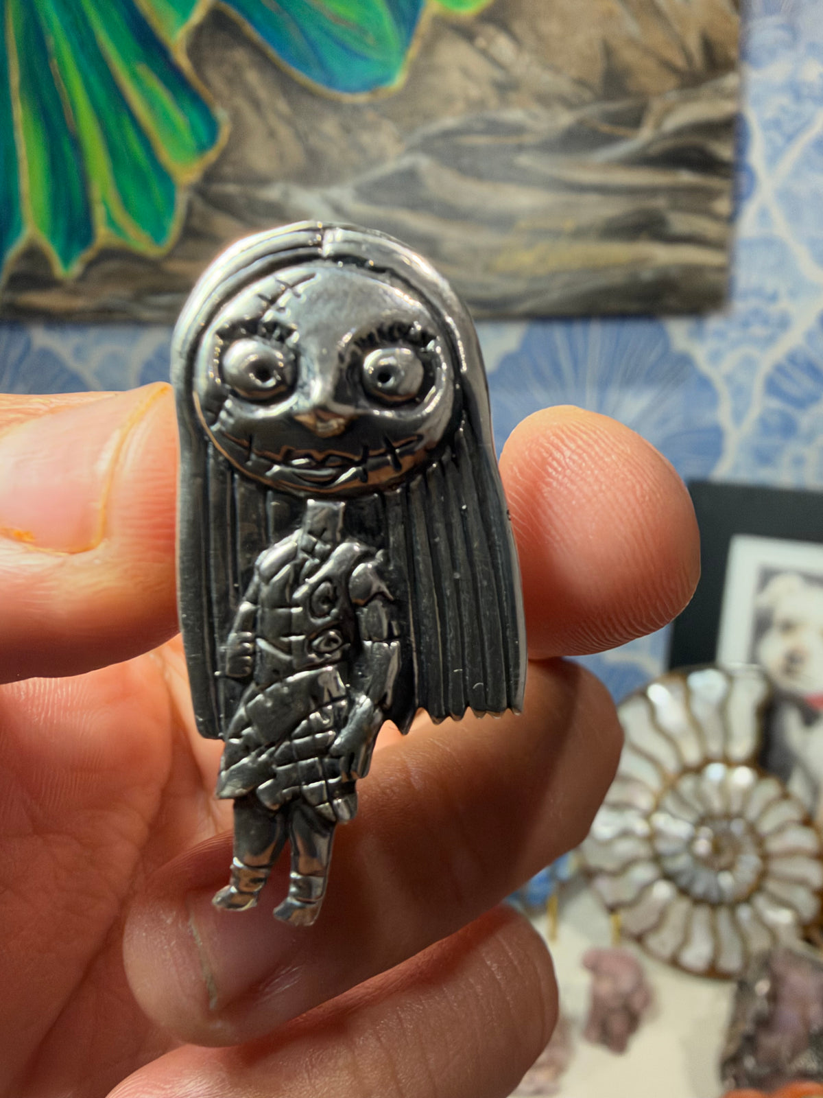 Sally Skellington Silver-Toned Statement Ring