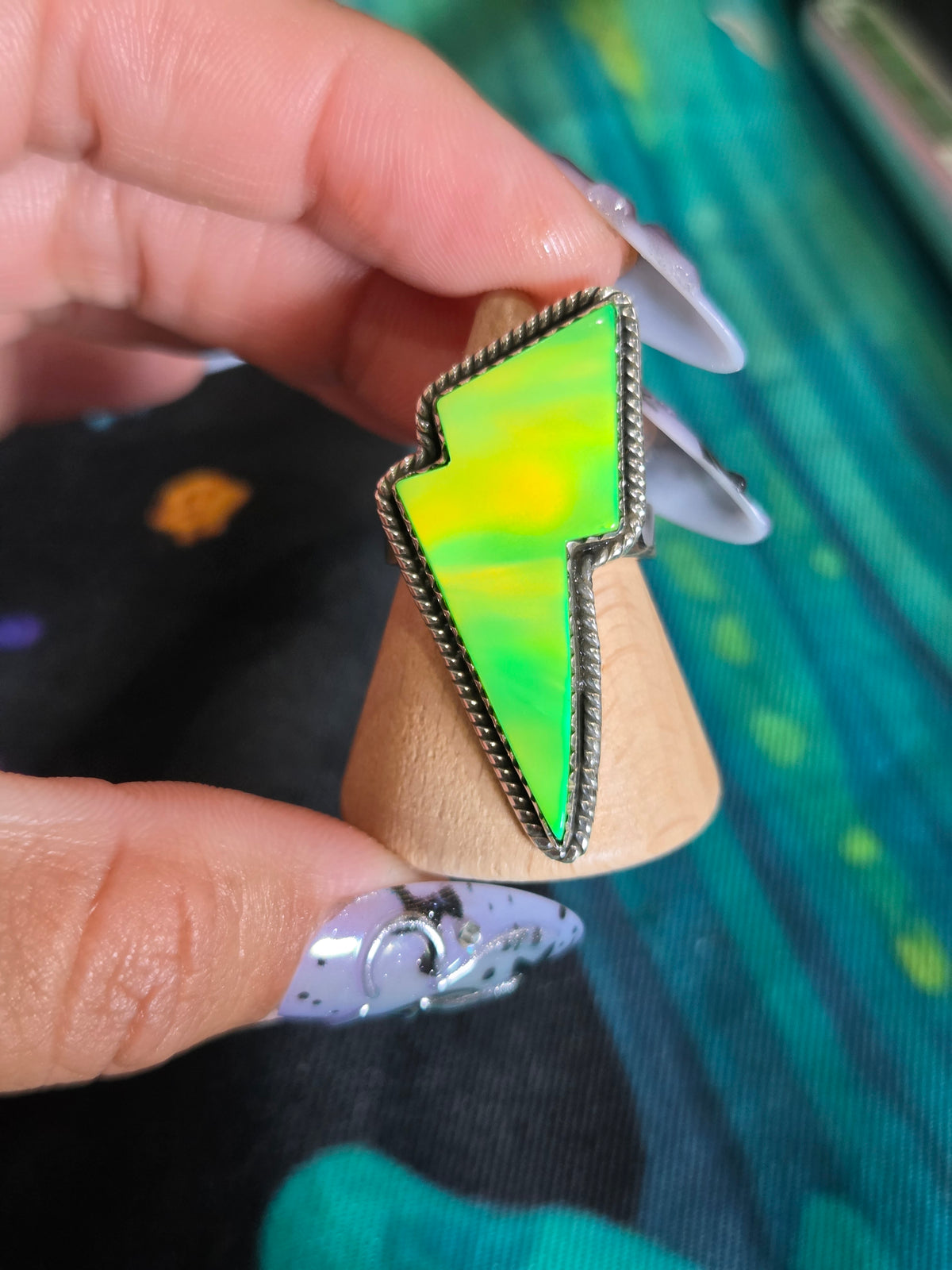 Aurora Opal Statement Bolt Rings