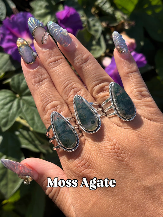 Moss Agate rings