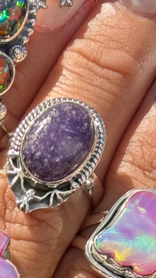 Lepidolite Bat Ring