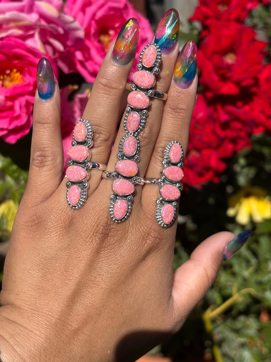 Peach  Confetti Flash Bello Opal Ring