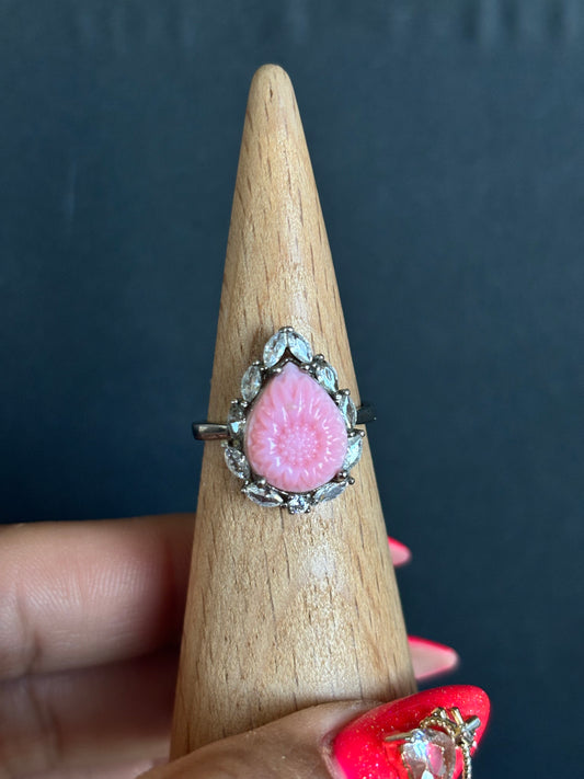 Silver Pink Conch Rings