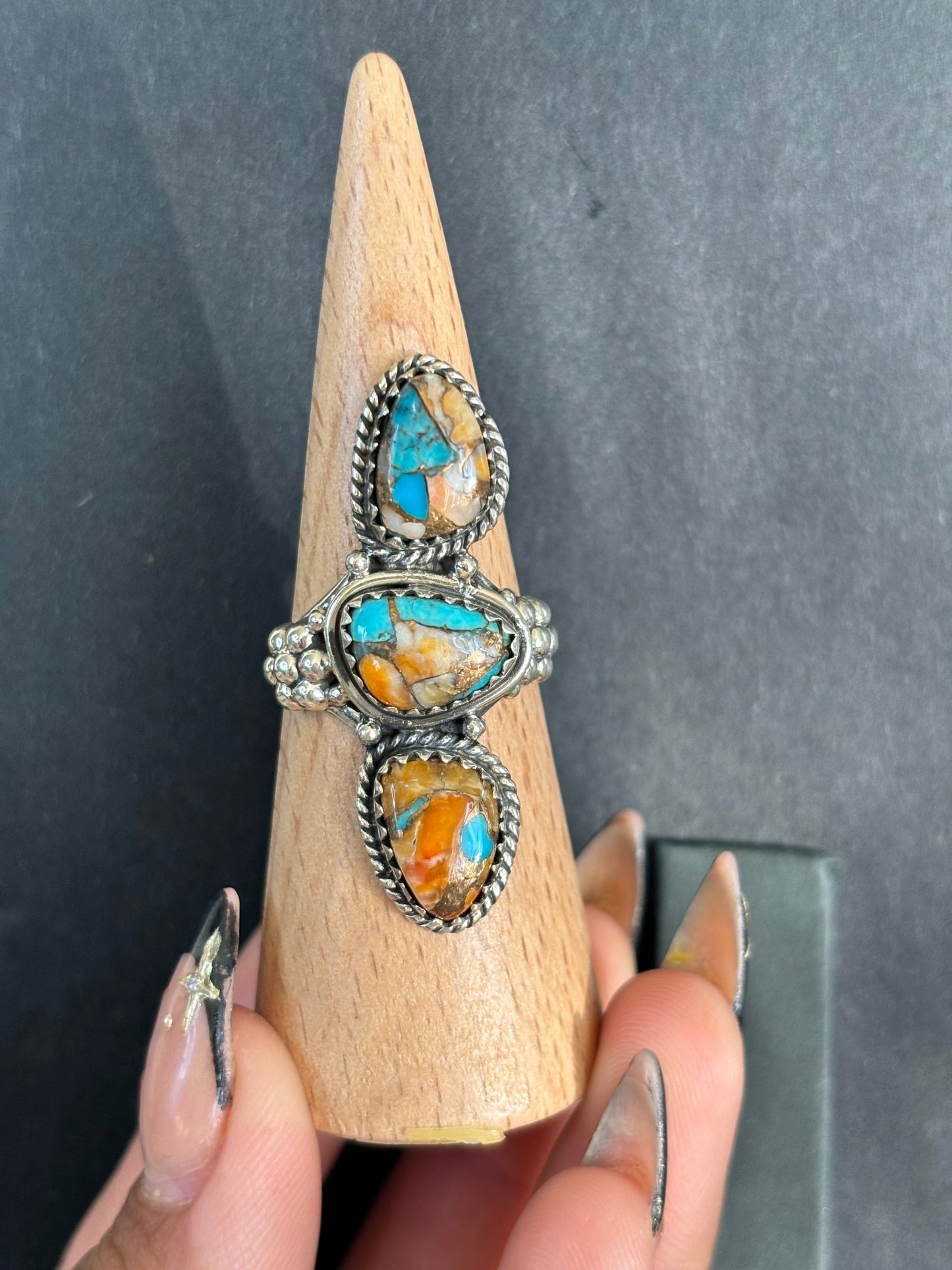 Spiny Oyster Turquoise Triple Ring