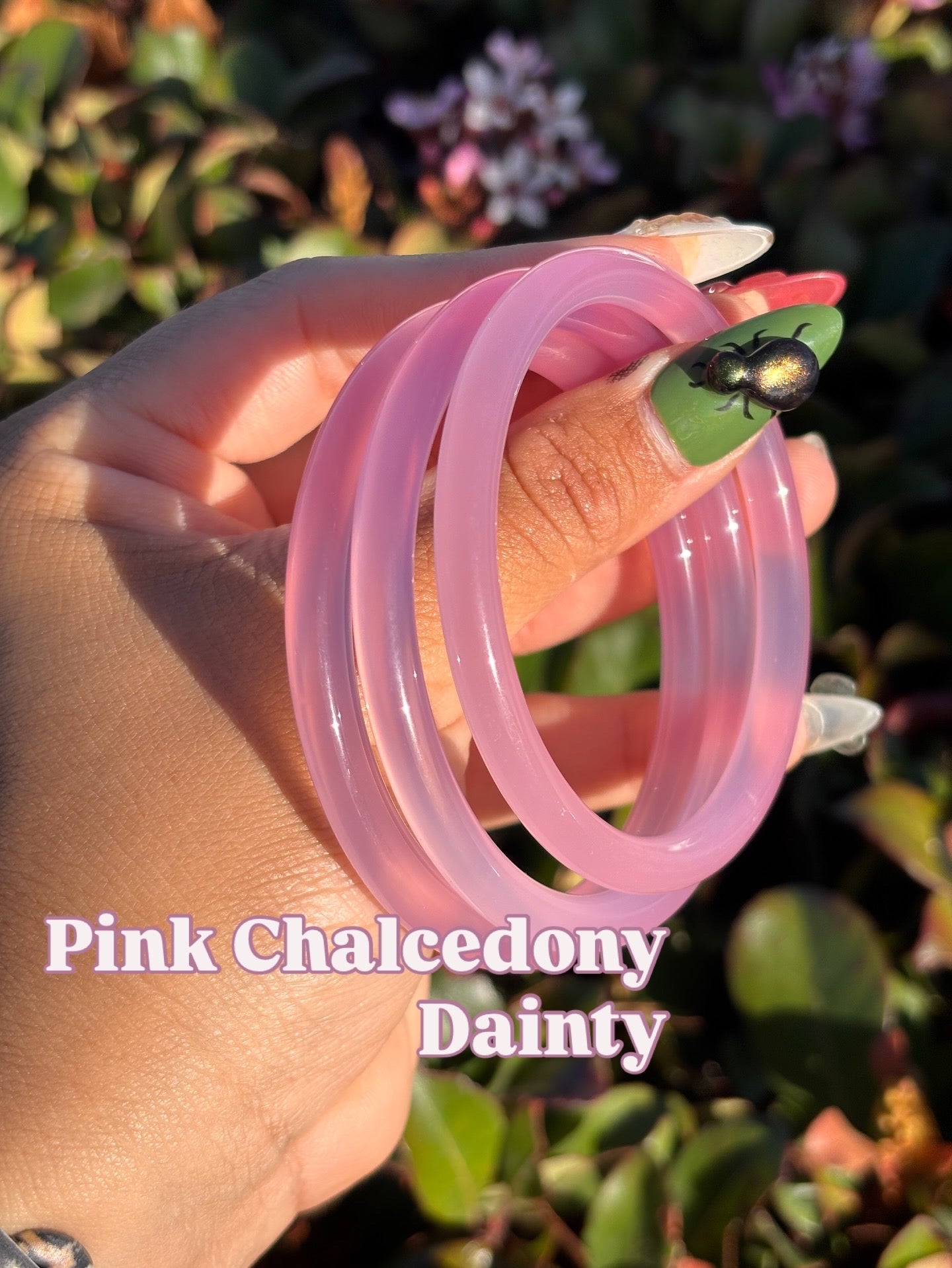 Pink Chalcedony Hard Bangles