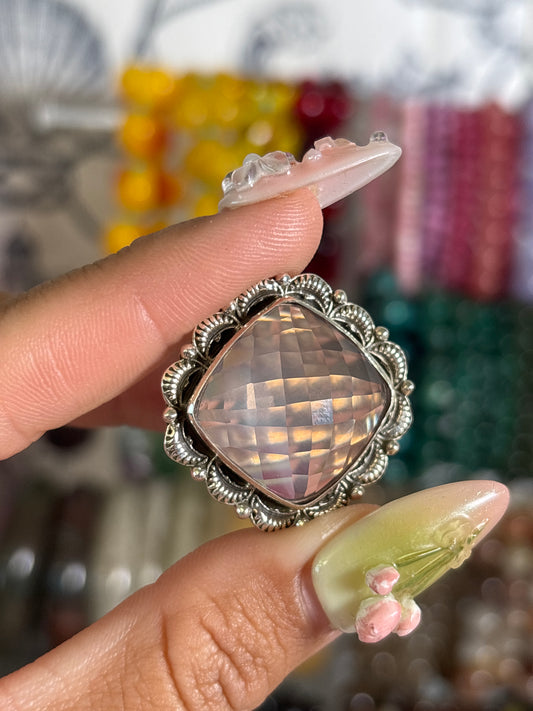 Pixalated Rose Quartz Ring
