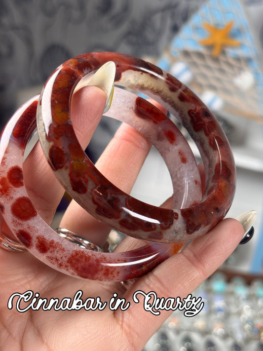 Cinnabar in Quartz & Agate Hard Bangle