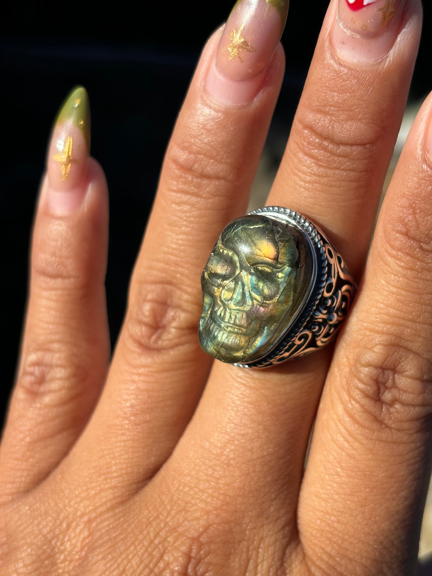 Hand Carved Skull Ring