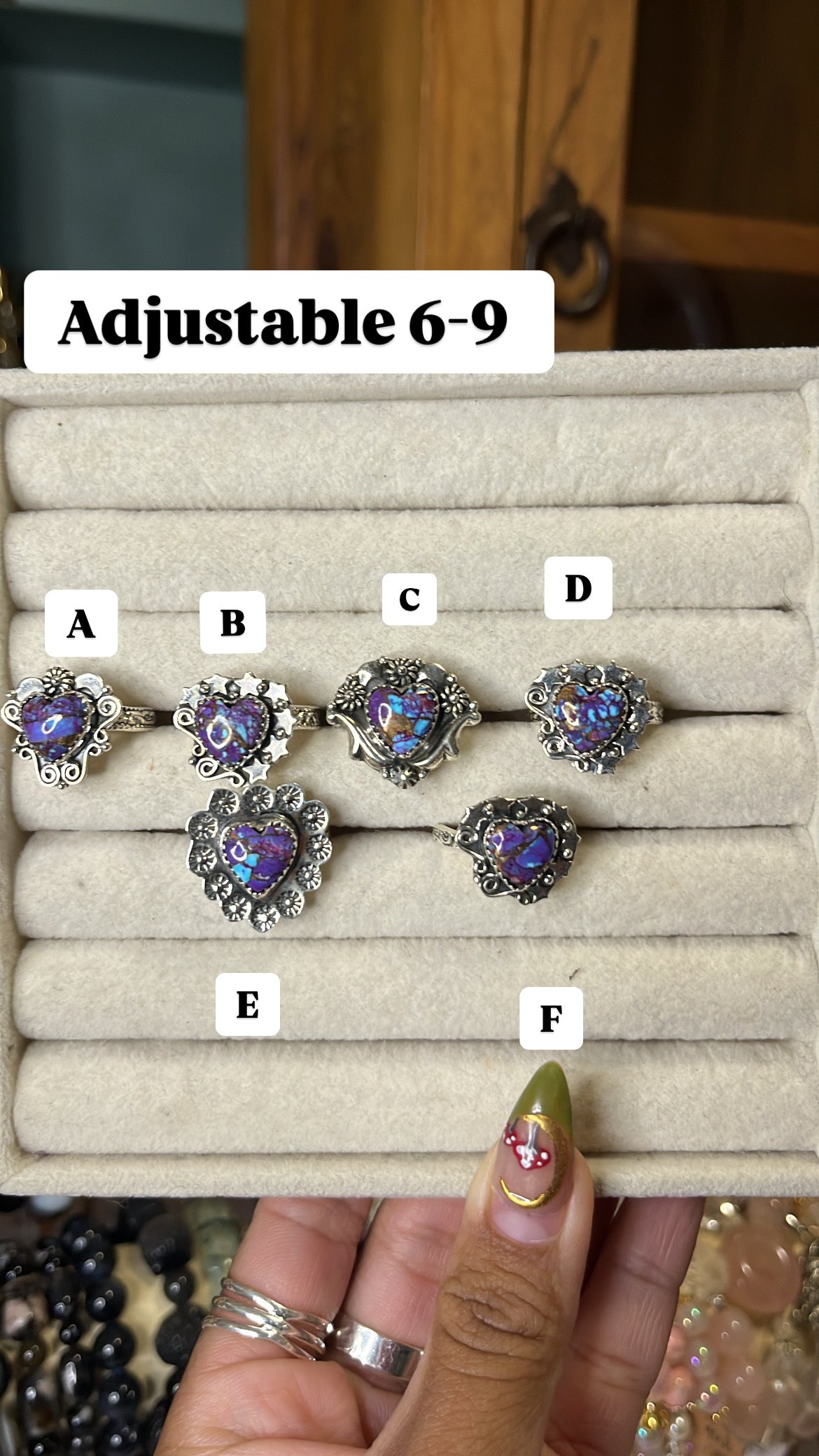 Purple Mohave Turquoise Heart rings