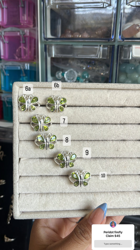 Peridot Butterfly Rings