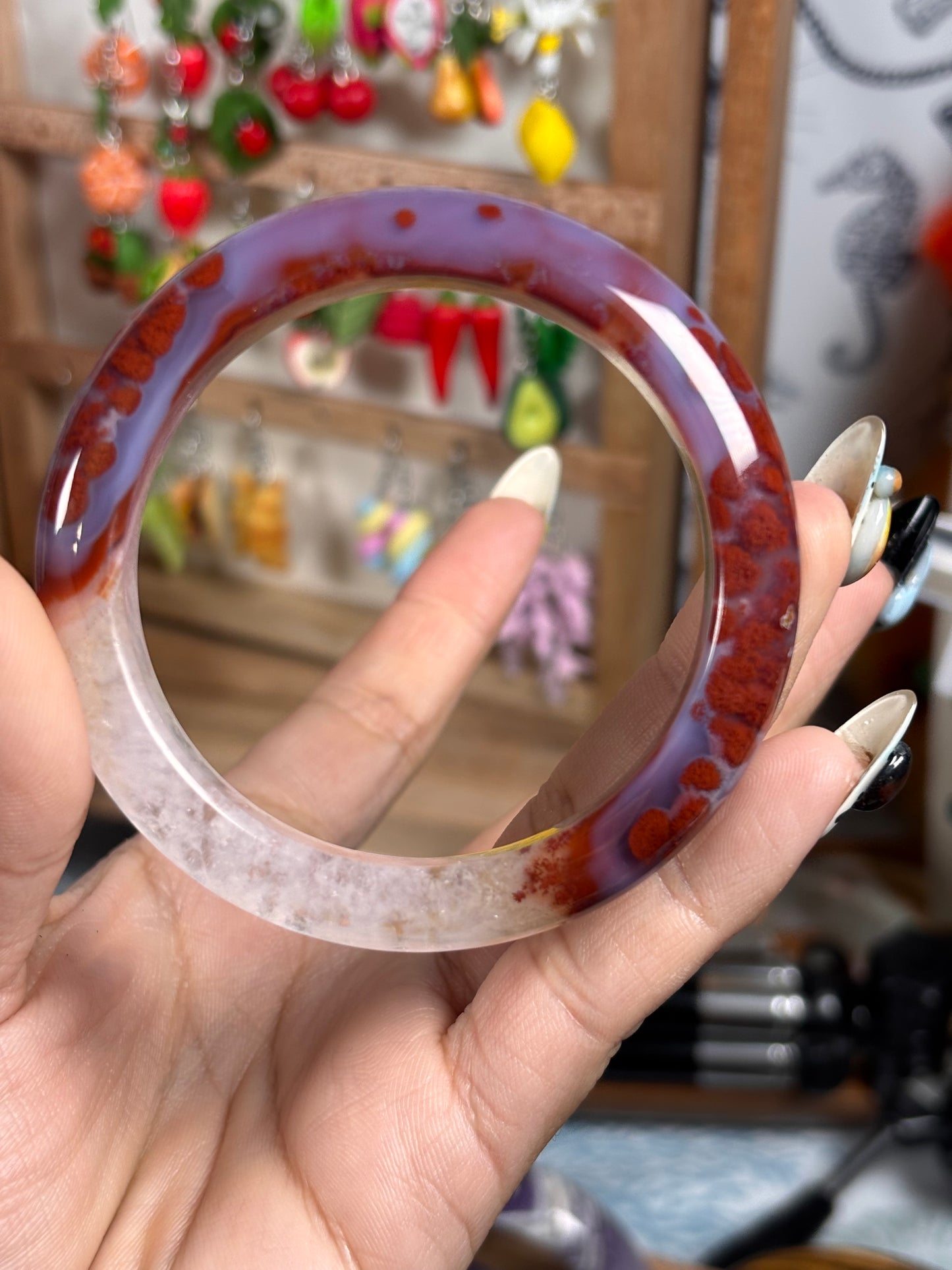Cinnabar in Quartz & Agate Hard Bangle