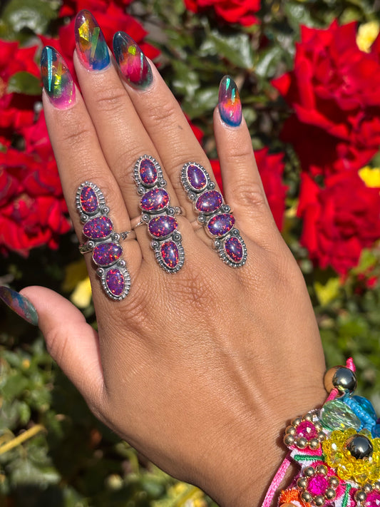 Purple Confetti Flash Bello Opal Rings