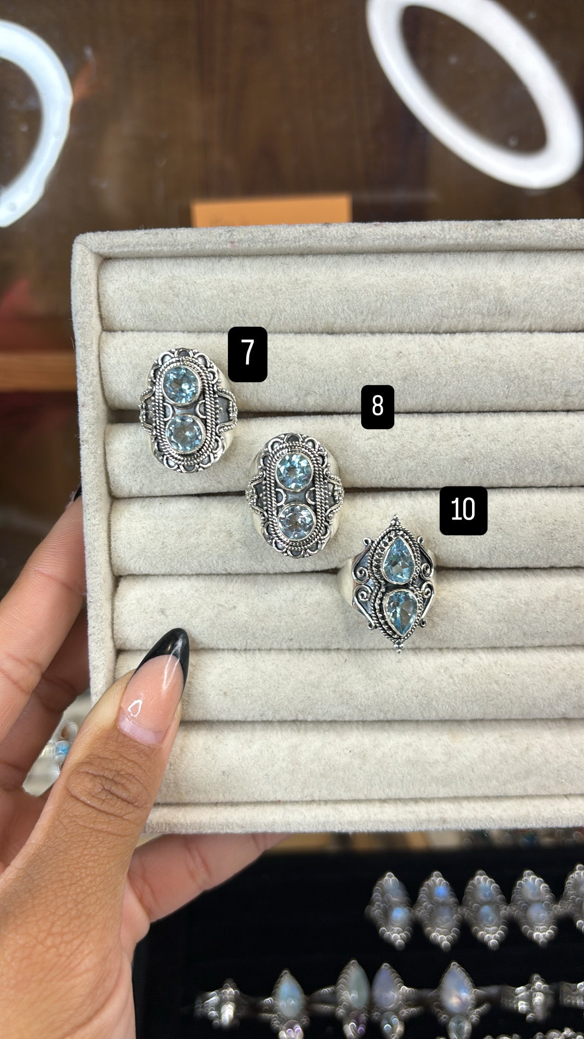 Blue Topaz Double Rings