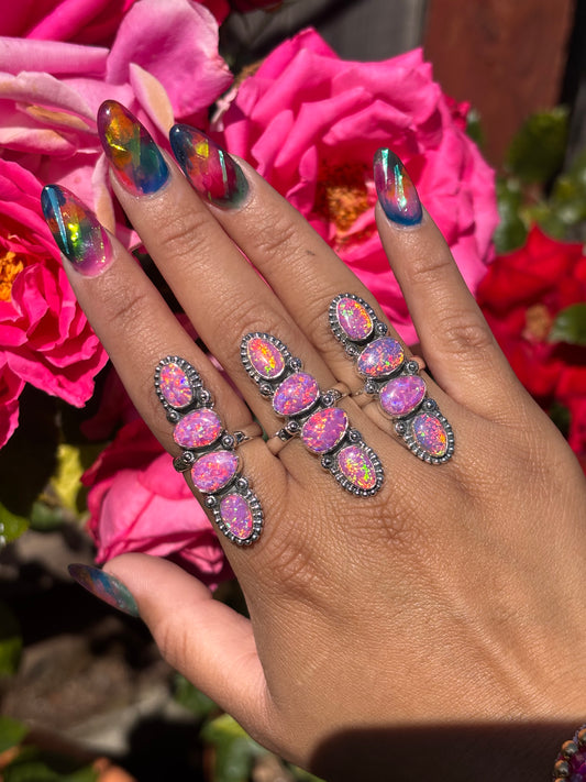 Pink Confetti Flash Bello Opal rings