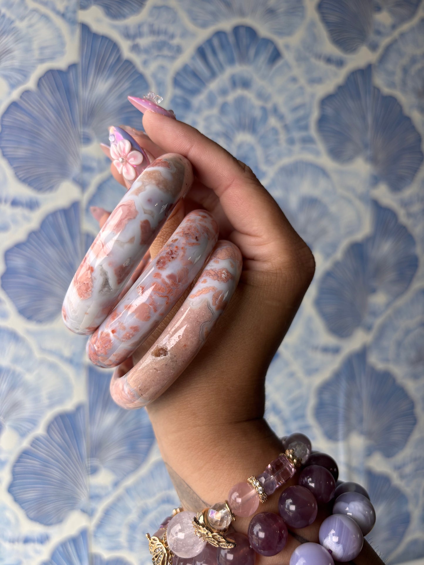 Cotton Candy Agate Hard Bangles