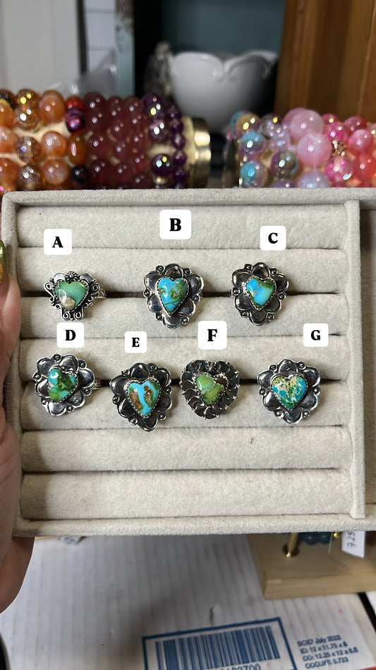 Sonoran Gold Turquoise heart rings