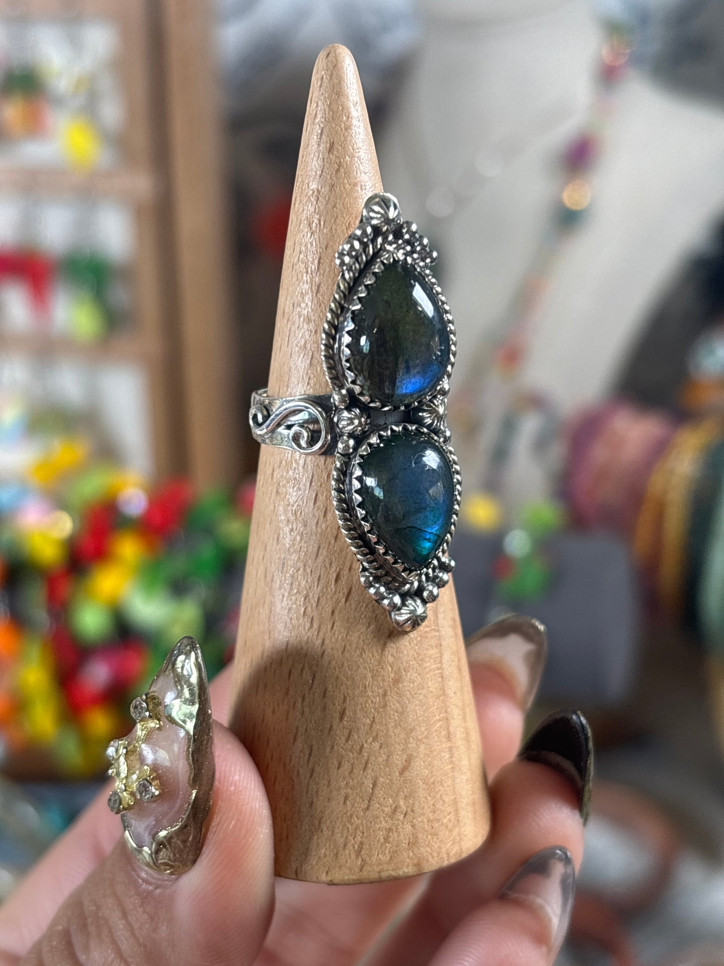Double Labradorite Ring