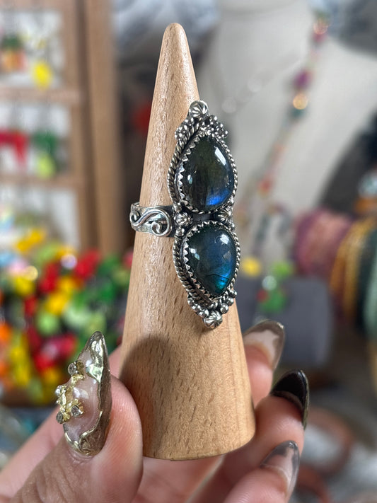 Double Labradorite Ring