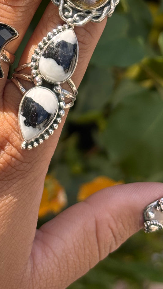 Zebra Jasper Double Ring