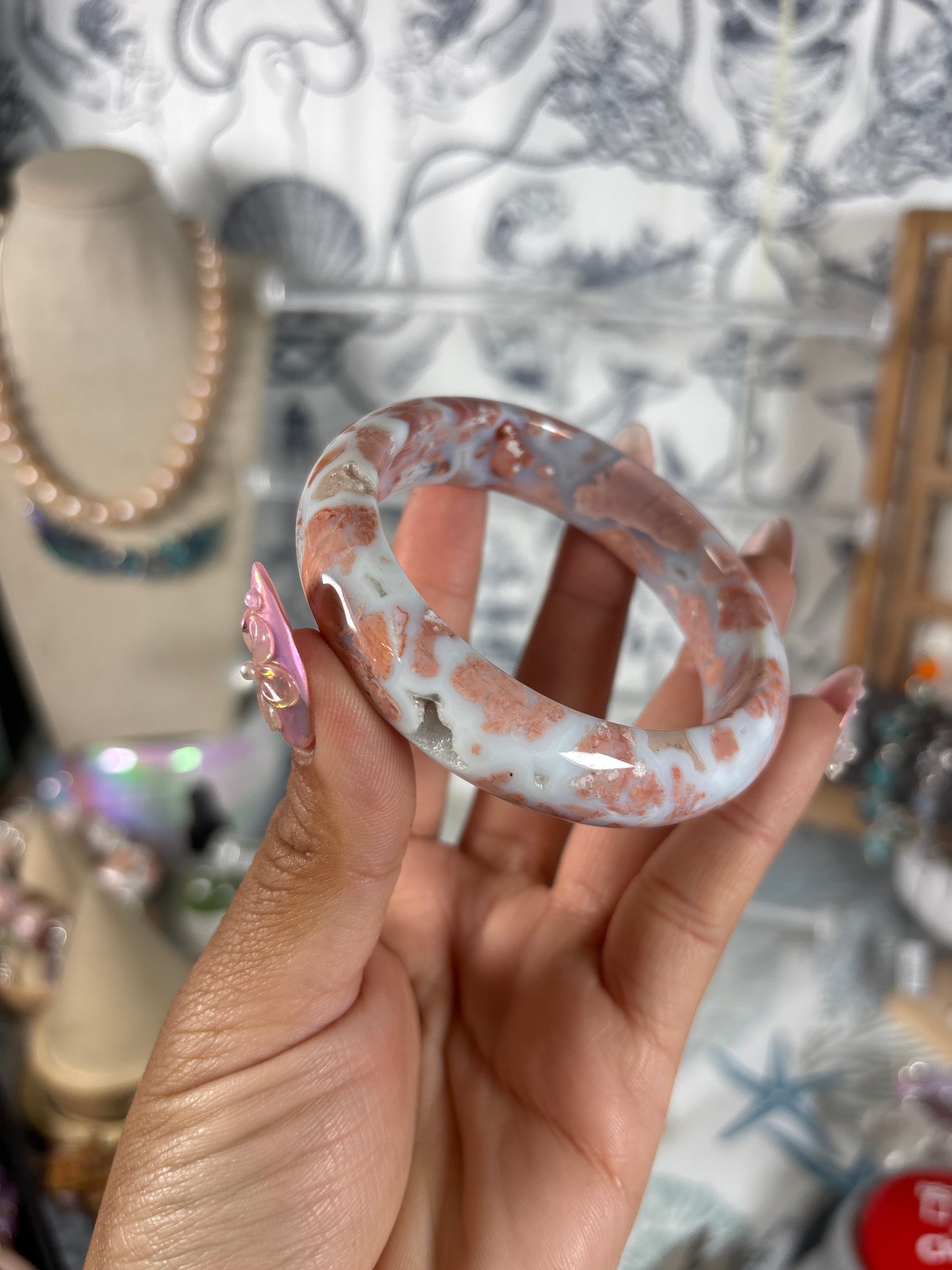 Cotton Candy Agate Hard Bangles