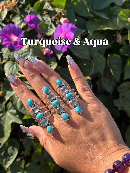 Turquoise & Aquamarine multi ring
