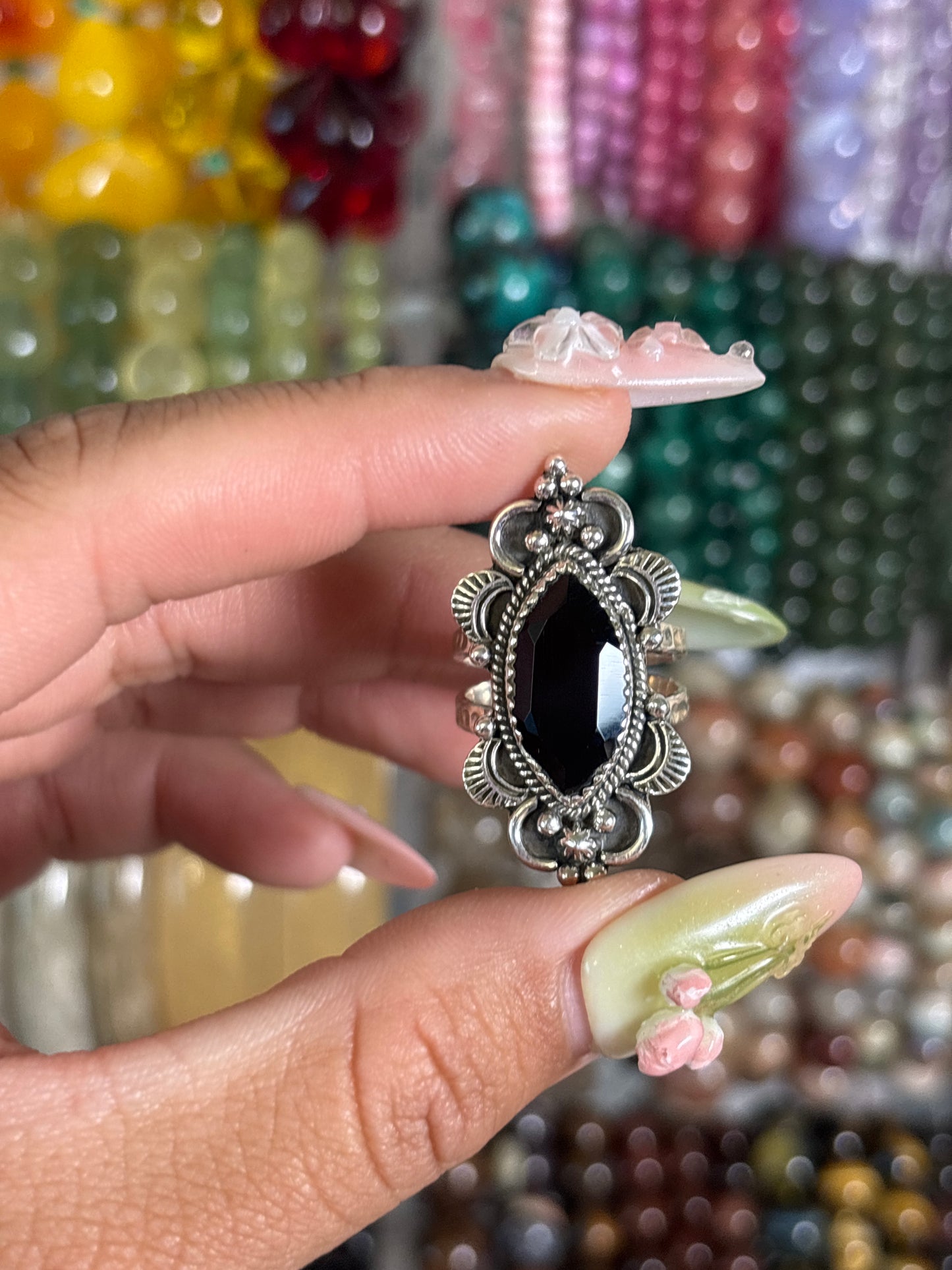 Faceted Onyx Ring
