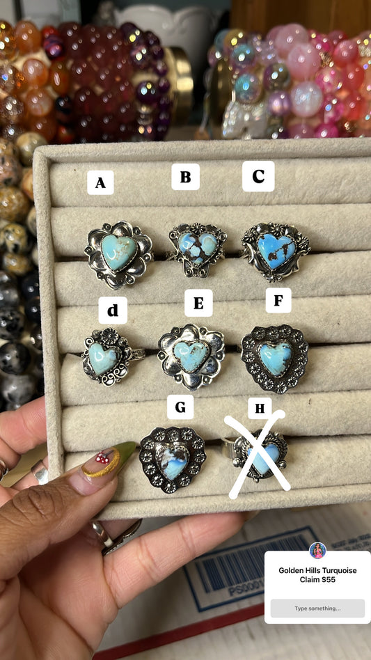 Golden Hills Heart Turquoise Rings