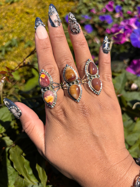 Mookaite Jasper Double Rings