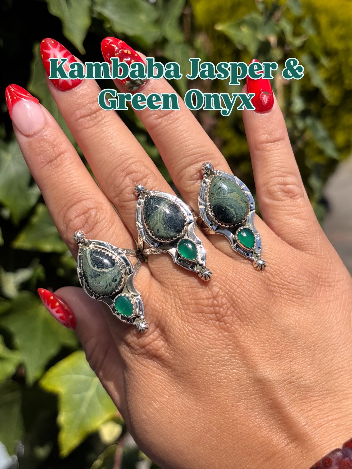 Kambaba Jasper and Green Onyx Ring
