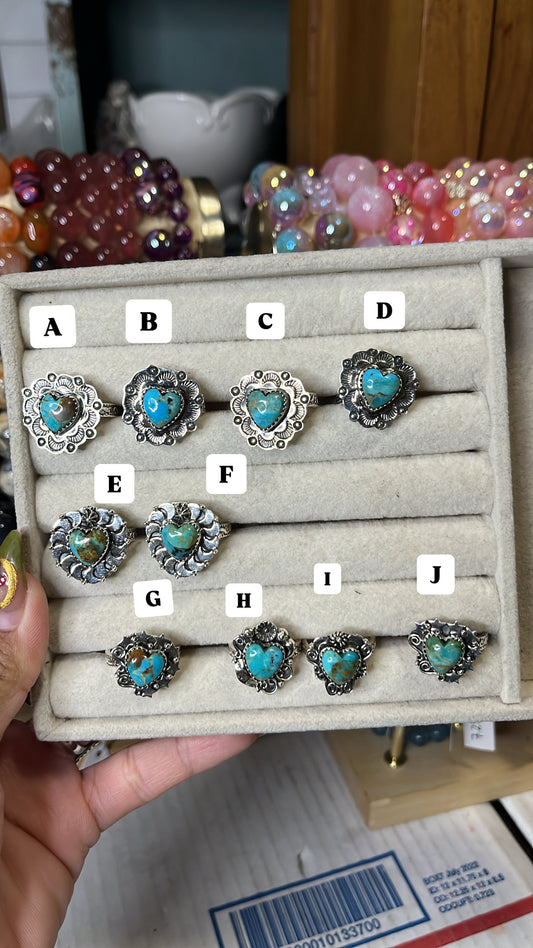 Mohave Blue Turquoise Heart rings