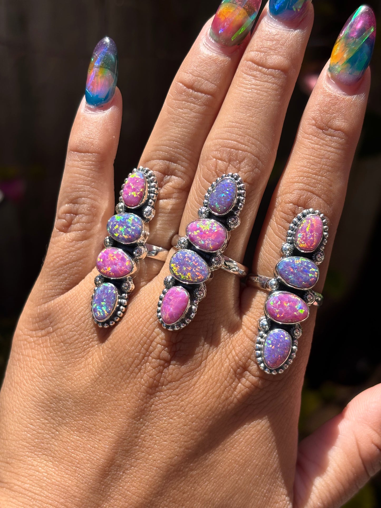 Lavender & crush Opal multi ring