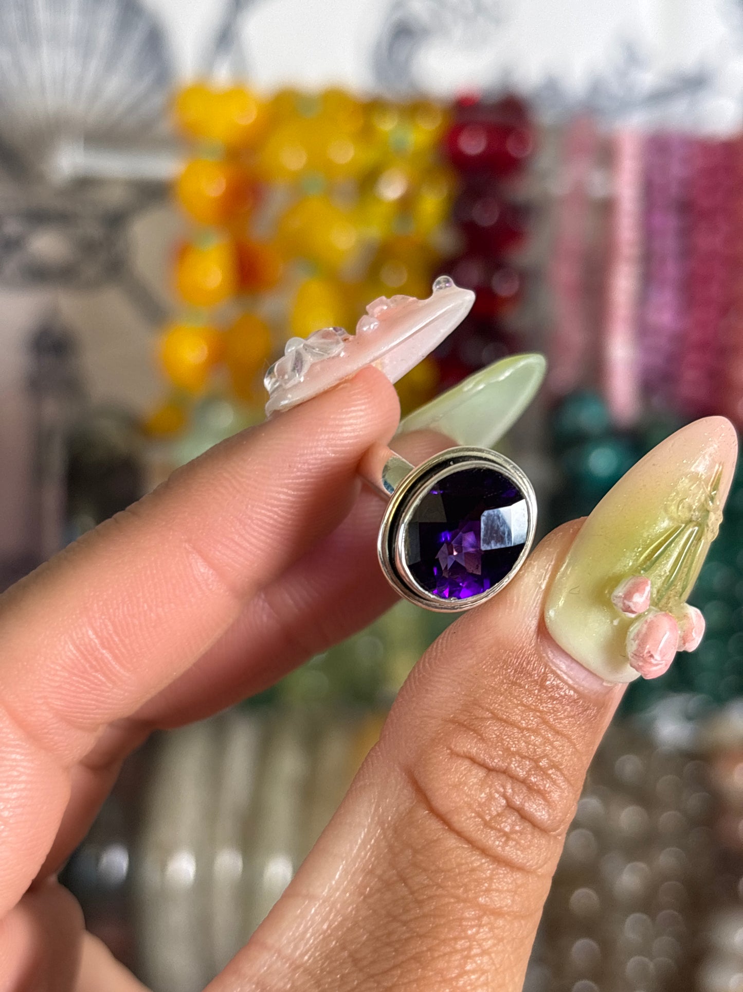 Pixalated African Amethyst Ring