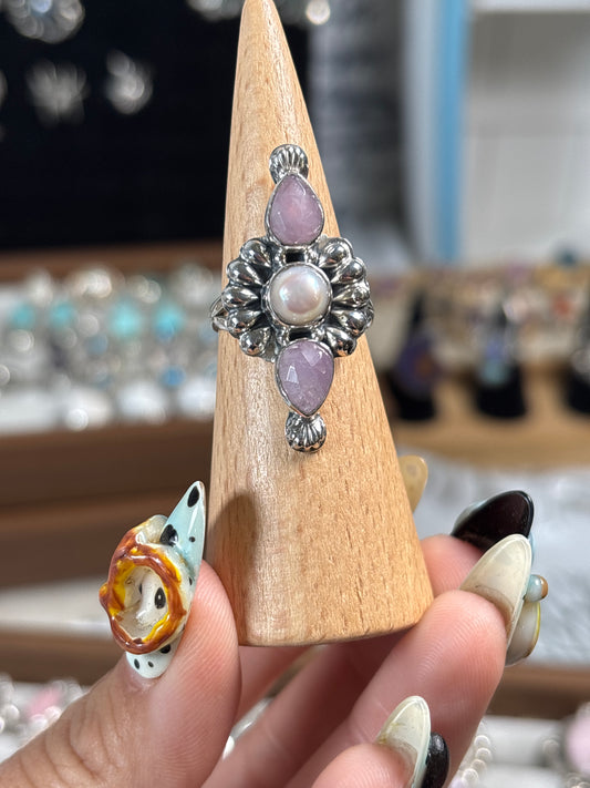 Kunzite Pearl Ring