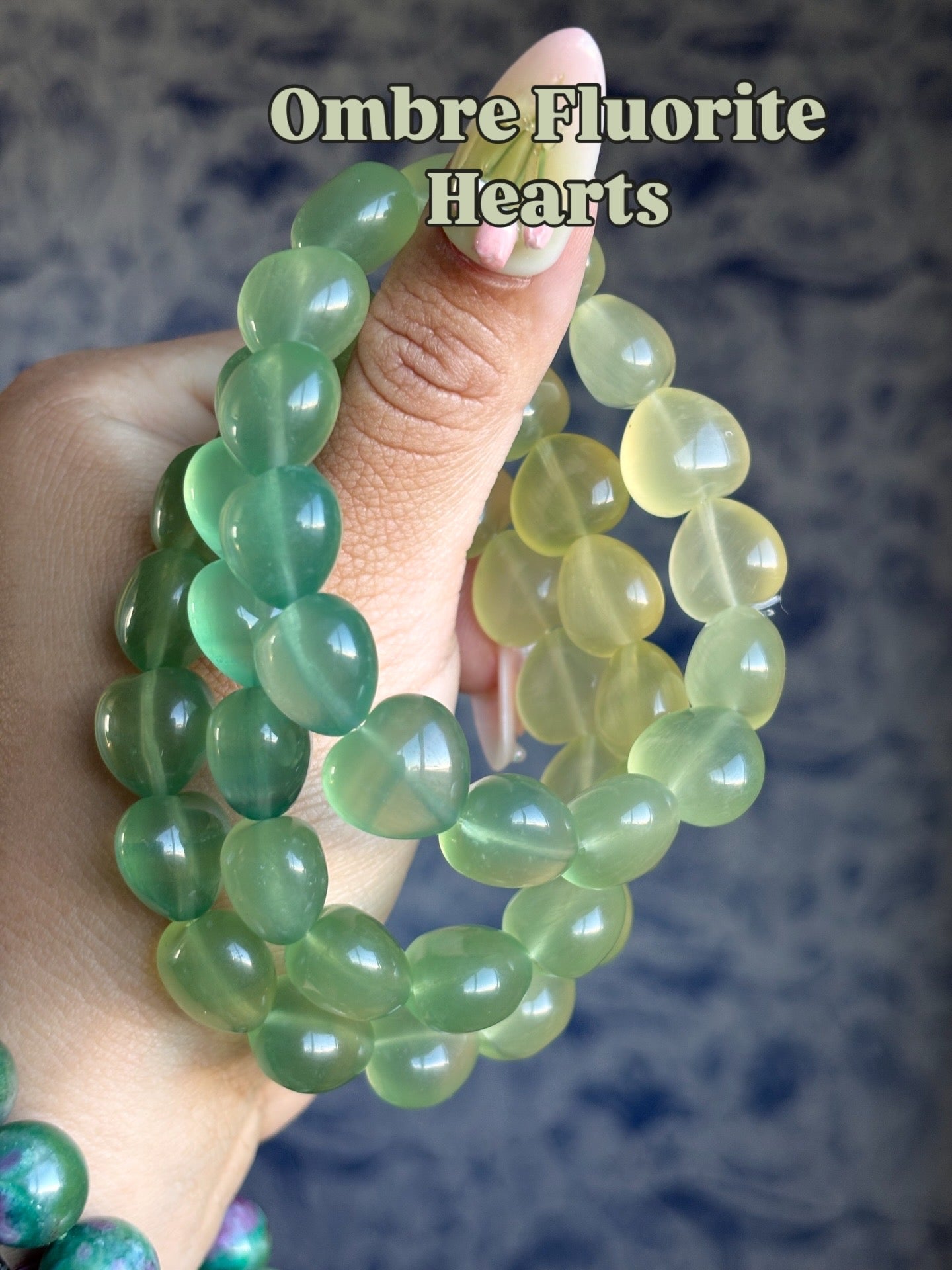 Green Ombre Heart Fluorite Bracelet