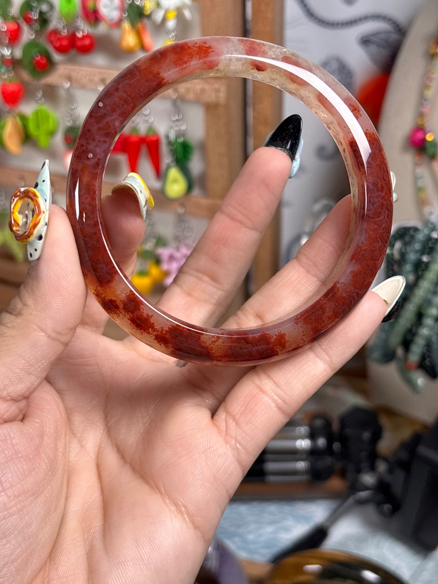 Cinnabar in Quartz & Agate Hard Bangle