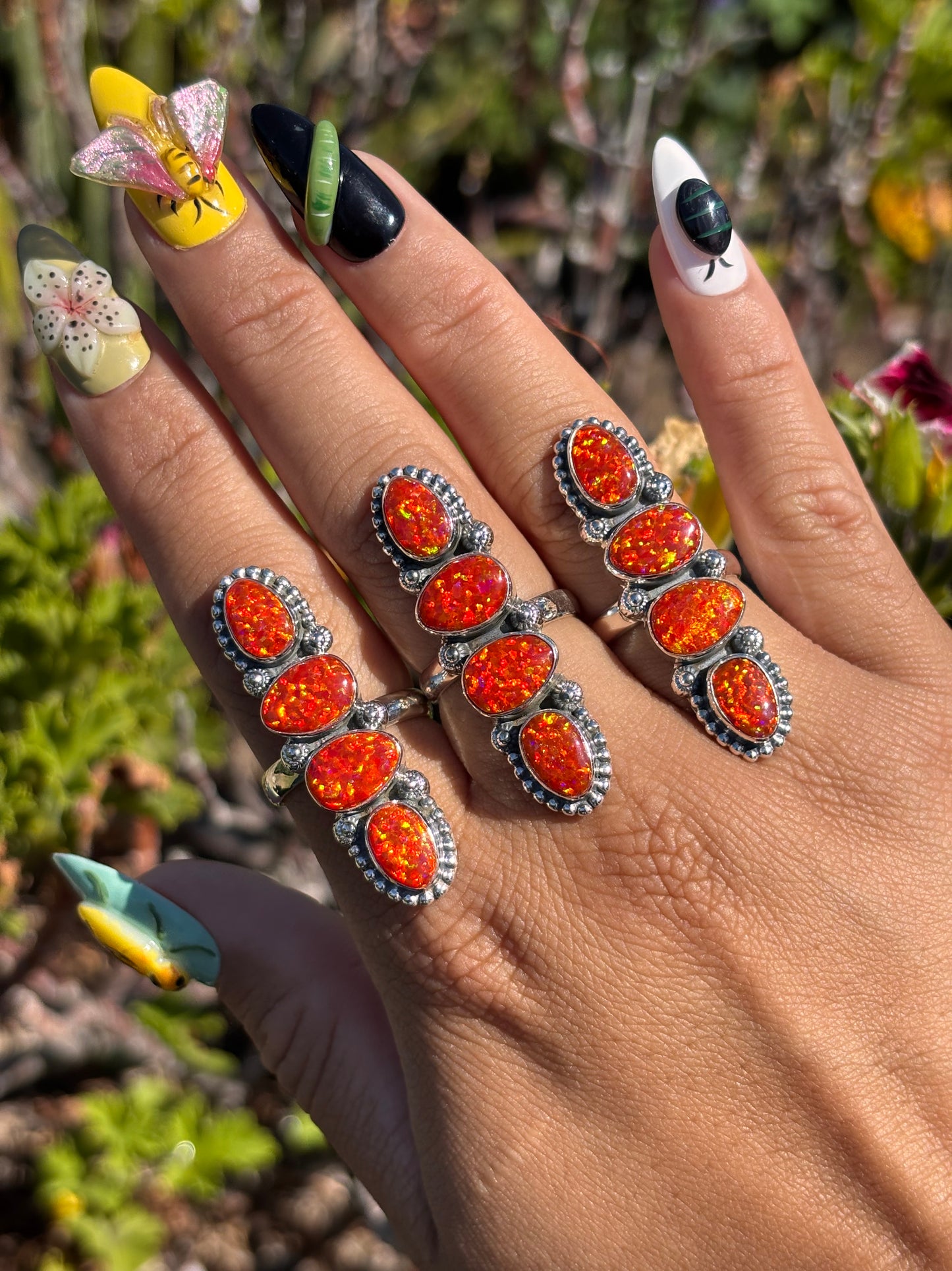 Orange Confetti Flash Bello Opal ring