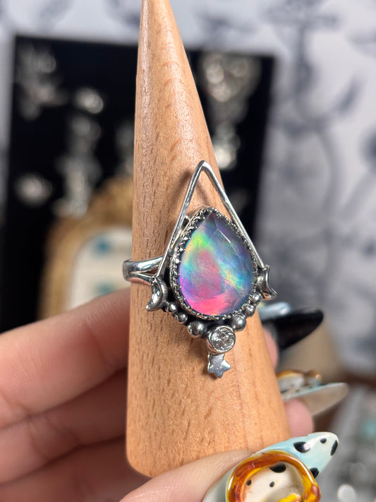 Aurora Opal Faceted Ring