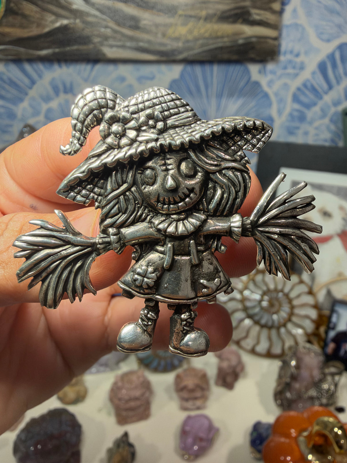 Spooky Witch Silver-Toned Statement Ring
